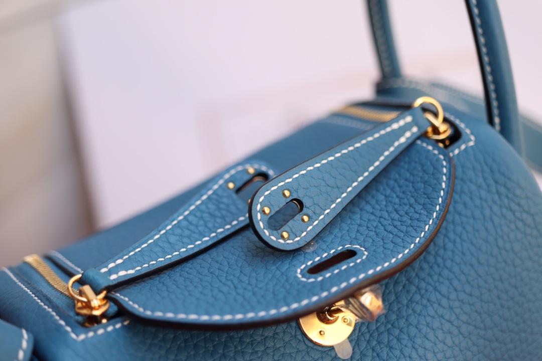 에르메스 미니 린디백19 블루드플루스 금장 끌레망스 가죽